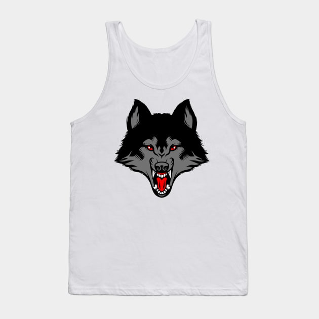 Scary Wolf Facemask A Rave Face - Aesthetic Art Of Animal Tank Top by mangobanana